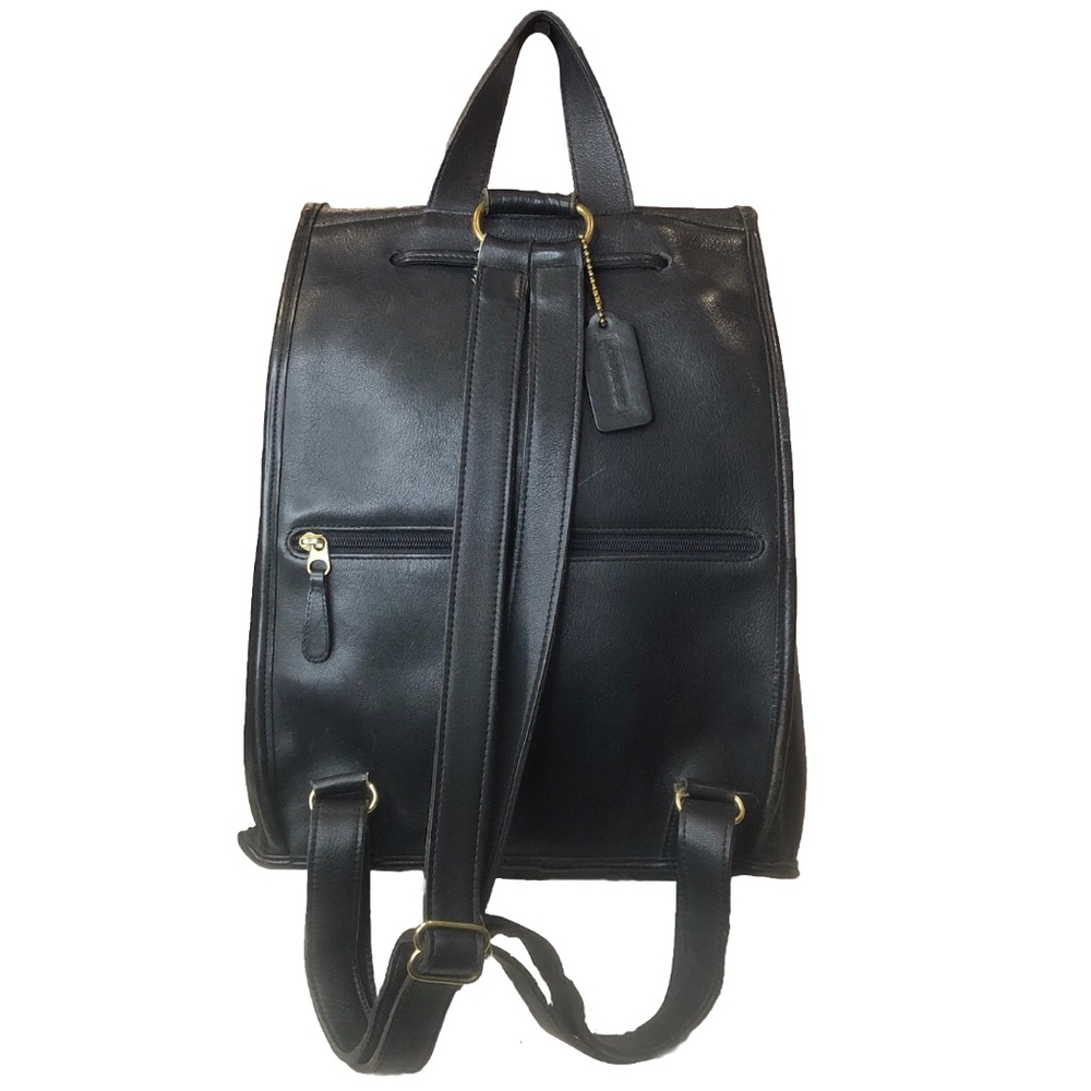 Vintage COACH Black Leather Weekend Backpack Rucksack Large Daypack 9943 USA COA - Picture 4 of 17